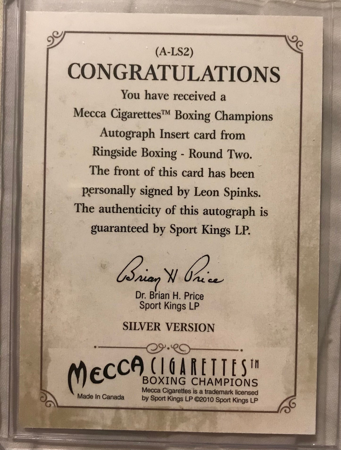 Ringside boxing round 2 Leon Spinks A-LS2 auto /100