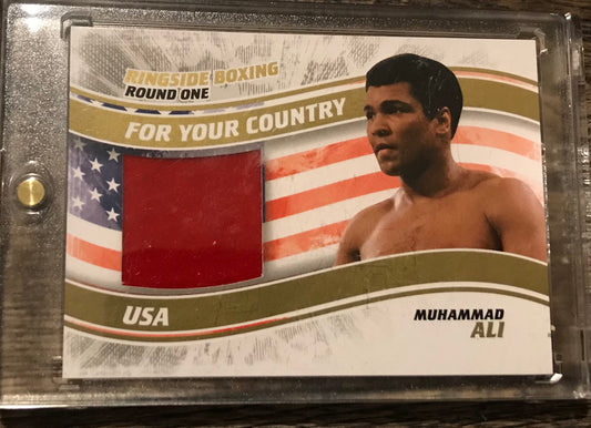 Ringside Boxing Round 1 Gold 9/10 - Muhammad Ali For Your Country “USA” Training worn trunks memorabilia card FYC-04