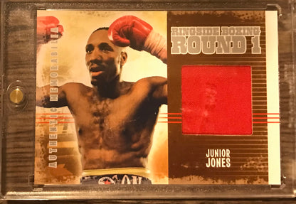 2010 Ringside Boxing Round 1 Junior Jones Authentic Memorabilia AM-06 Fight worn trunks silver version 1 of 50