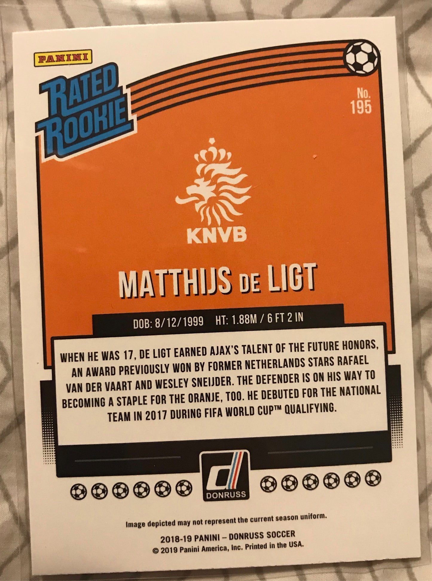 2018-19 Donruss #195 Matthijs de Ligt Rated Rookie Netherlands Juventus