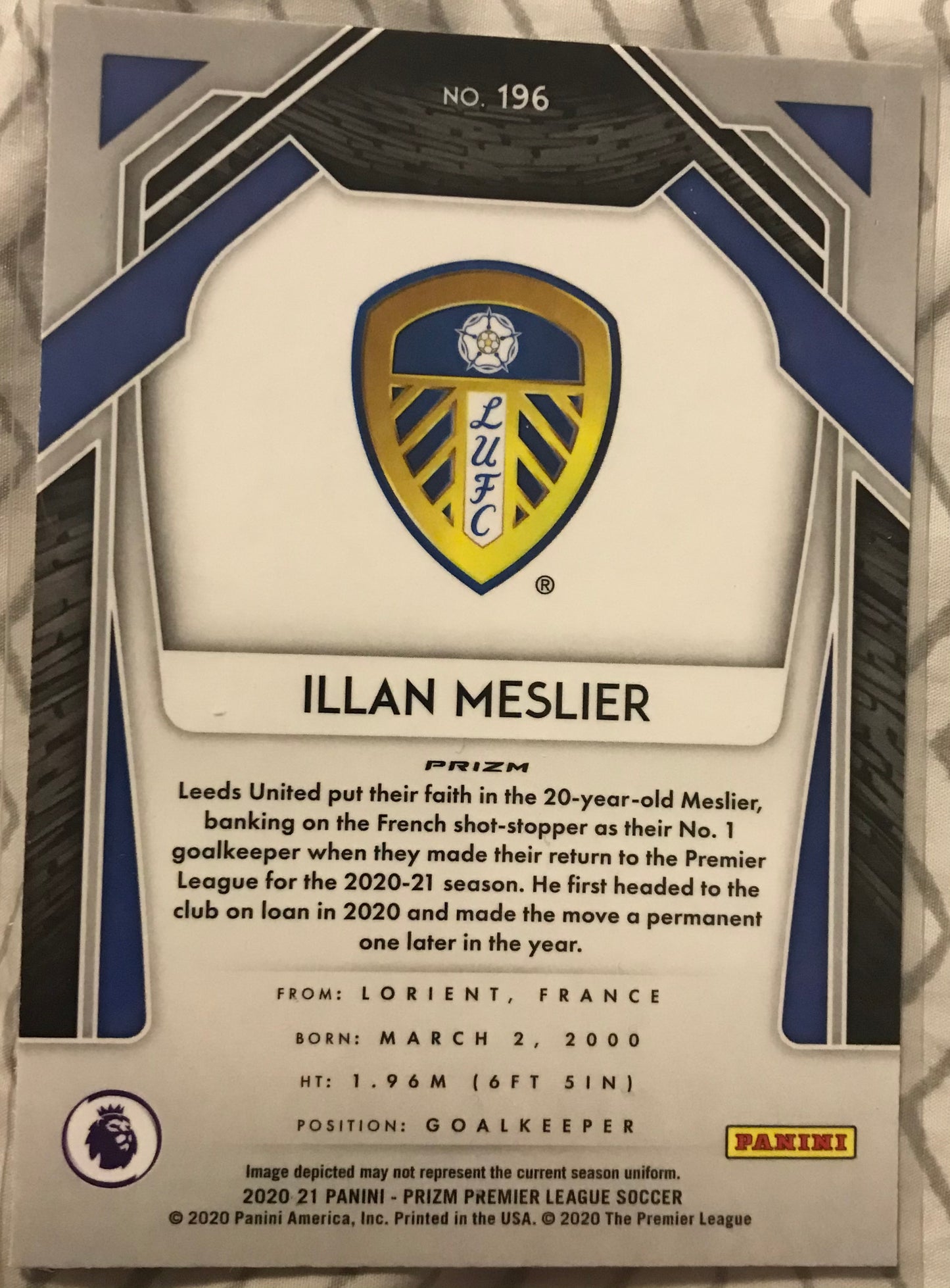 ILLAN MESLIER LEEDS UNITED SSP RED ICE 2020-21 Panini PRIZM EPL ROOKIE rc